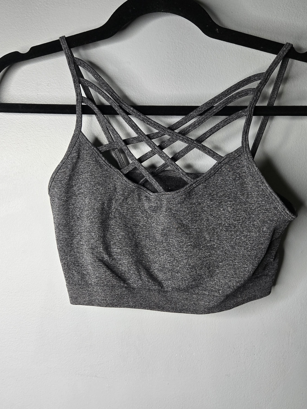 Zenana Outfitters Gray Seamless Triple Criss Cross Bralette Medium